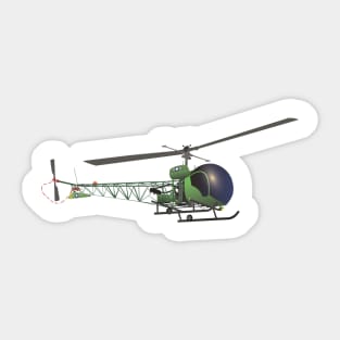 Old Small Green Helicopter Sticker